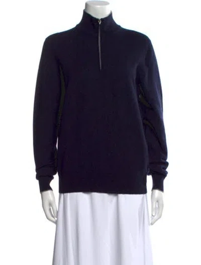 Pre-owned Brunello Cucinelli Cashmere Mock Neck Sweater In Blue