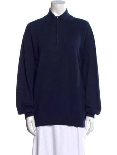 Pre-owned Brunello Cucinelli Cashmere Mock Neck Sweater In Blue