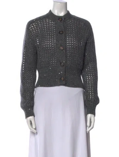 Pre-owned Brunello Cucinelli Cashmere Mock Neck Sweater In Blue