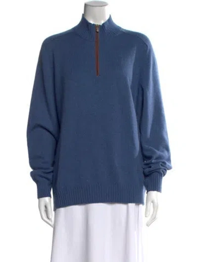 Pre-owned Brunello Cucinelli Cashmere Mock Neck Sweater In Blue