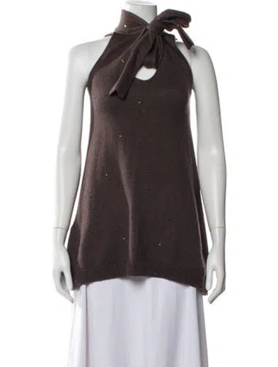 Pre-owned Brunello Cucinelli Cashmere Mock Neck Sweater In Brown
