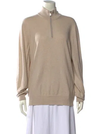 Pre-owned Brunello Cucinelli Cashmere Mock Neck Sweater In Neutral