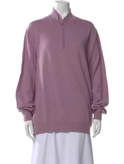 Pre-owned Brunello Cucinelli Cashmere Mock Neck Sweater In Purple