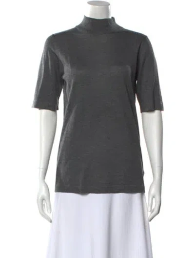 Pre-owned Brunello Cucinelli Cashmere Mock Neck T-shirt In Gray