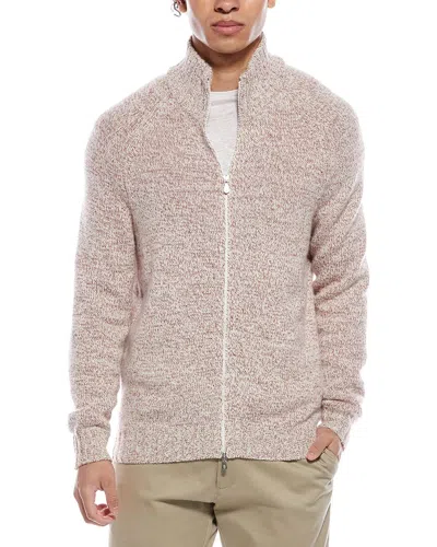 Brunello Cucinelli Cashmere Mock Neck Zip Cardigan In Brown