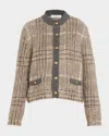 Brunello Cucinelli Cashmere-mohair Paillette Check Jacquard Cardigan In Gray