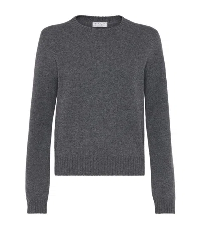 Brunello Cucinelli Cashmere Monili-cuff Sweater In Grey