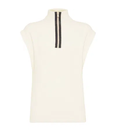 Brunello Cucinelli Cashmere Monili Zip-up Rollneck Sweater Vest In White