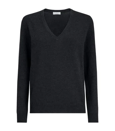 Brunello Cucinelli Cashmere Monili-detail Sweater In Black