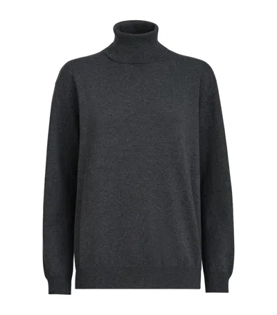 Brunello Cucinelli Cashmere Monili-trim Rollneck Sweater In Black