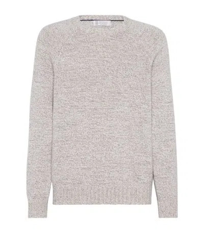 Brunello Cucinelli Cashmere Mouline Sweater In Grey