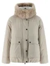 Brunello Cucinelli Cashmere Neck Down Jacket Puffer Jackets Beige In Neutral