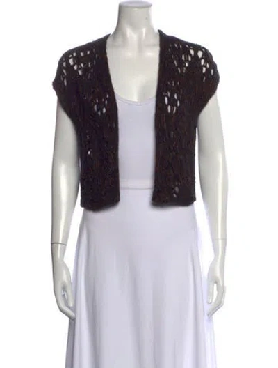 Pre-owned Brunello Cucinelli Cashmere Open Front Sweater In Black