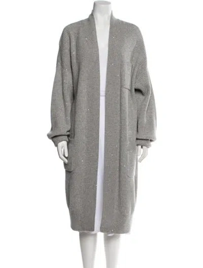 Pre-owned Brunello Cucinelli Cashmere Open Front Sweater In Gray