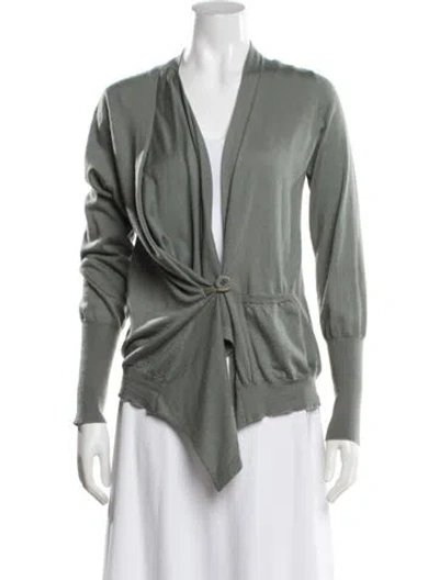 Pre-owned Brunello Cucinelli Cashmere Open Front Sweater In Green