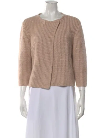 Pre-owned Brunello Cucinelli Cashmere Open Front Sweater In Pink