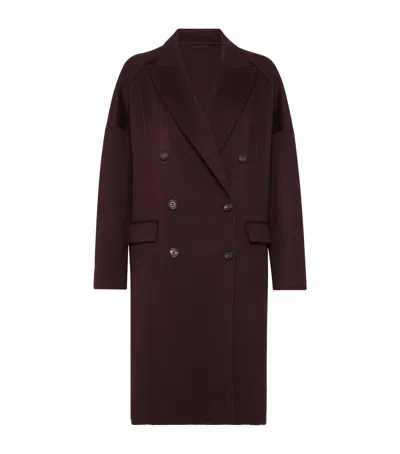 Brunello Cucinelli Cashmere Overcoat In Red