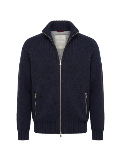 Brunello Cucinelli Cashmere Padded Blouson Jacket In Blue
