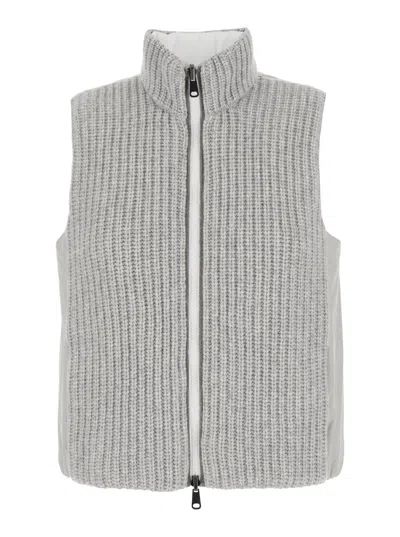 Brunello Cucinelli Cashmere Padded Sleeveless Outerwear In Grey