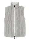 Brunello Cucinelli Cashmere Padded Sleeveless Outerwear In Grey