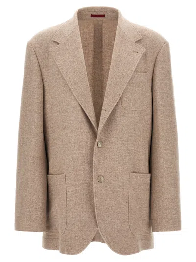 Brunello Cucinelli Cashmere Panama Blazer In Neutral