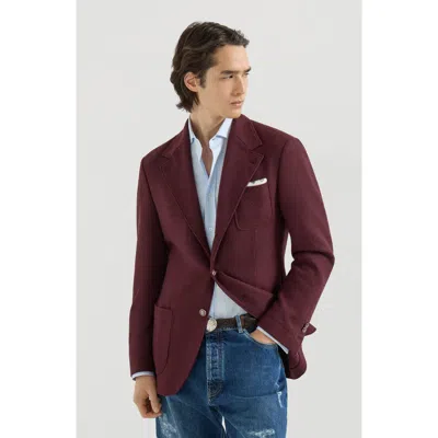 Brunello Cucinelli Cashmere Panama Deconstructed Blazer With Patch Pockets And Metal Buttons In Purple