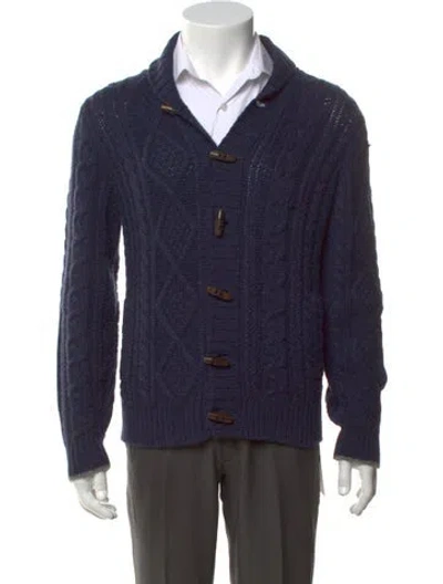 Pre-owned Brunello Cucinelli Cashmere Patterned Cardigan In Blue