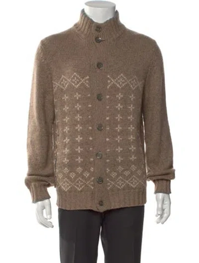 Pre-owned Brunello Cucinelli Cashmere Patterned Cardigan In Brown