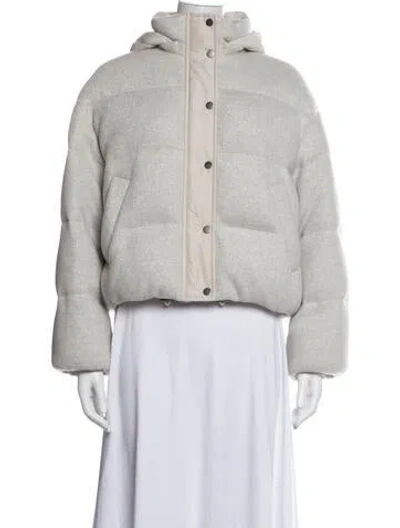 Pre-owned Brunello Cucinelli Cashmere Patterned Down Jacket In Grey