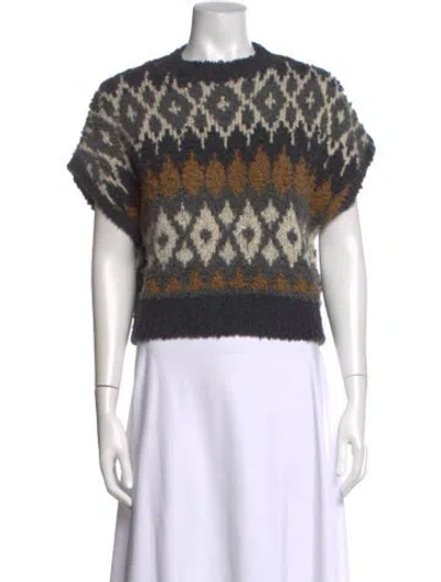 Pre-owned Brunello Cucinelli Cashmere Patterned Sweater In Brown/grey/white