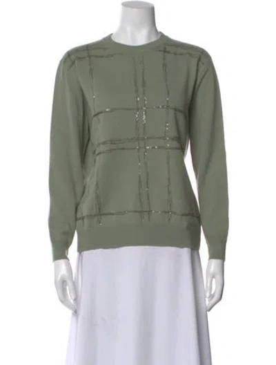 Pre-owned Brunello Cucinelli Cashmere Patterned Sweater In Green