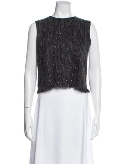 Pre-owned Brunello Cucinelli Cashmere Patterned Top In Gray