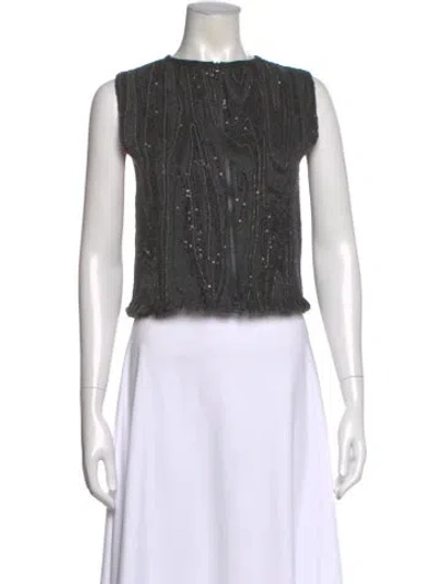 Pre-owned Brunello Cucinelli Cashmere Patterned Top In Gray