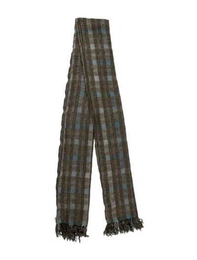 Pre-owned Brunello Cucinelli Cashmere Plaid Print Scarf In Blue