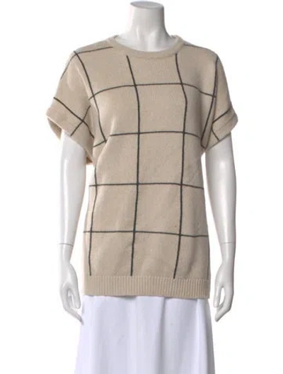 Pre-owned Brunello Cucinelli Cashmere Plaid Print Sweater In Neutral