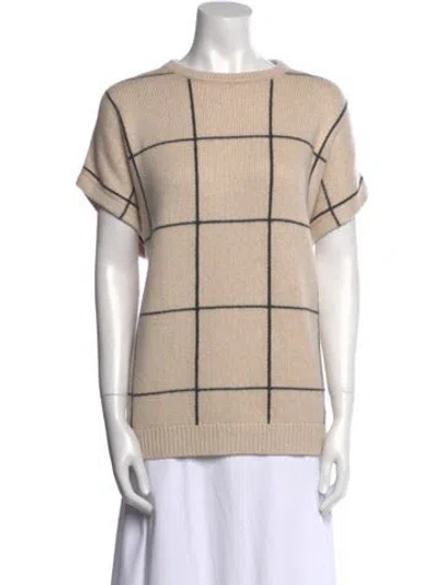 Pre-owned Brunello Cucinelli Cashmere Plaid Print Sweater In Neutral