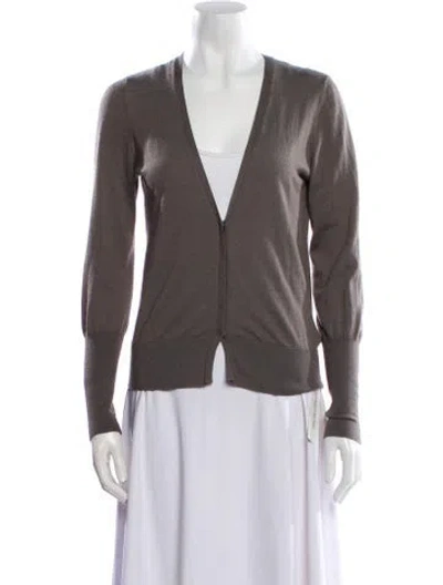 Pre-owned Brunello Cucinelli Cashmere Plunge Neckline Sweater In Gray