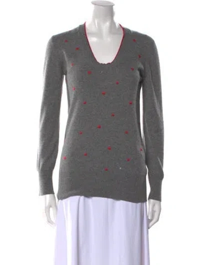 Pre-owned Brunello Cucinelli Cashmere Polka Dot Print Top In Gray