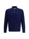 Brunello Cucinelli Long-sleeve Cashmere Polo Shirt In Blue