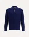Brunello Cucinelli Long-sleeve Cashmere Polo Shirt In Blue