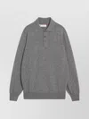 Brunello Cucinelli Cashmere Polo Ribbed Collar Cuffs Hem In Gray