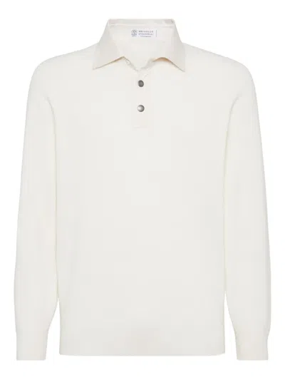 Brunello Cucinelli Poloshirt Aus Kaschmir In White