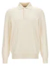 Brunello Cucinelli Long Sleeves Cashmere Polo Sweater In Neutral