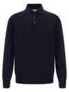 Brunello Cucinelli Cashmere Polo Sweater In Blue