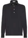 Brunello Cucinelli Cashmere Knit Polo In Black