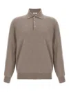 Brunello Cucinelli Cashmere Polo Ribbed Collar Cuffs Hem In Brown