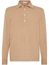 Brunello Cucinelli Cashmere Knit Polo In Neutrals