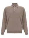 Brunello Cucinelli Cashmere Polo Ribbed Collar Cuffs Hem In Green