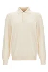 Brunello Cucinelli Long Sleeves Cashmere Polo Sweater In White