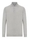 Brunello Cucinelli Cashmere Polo Style Sweater In Gray